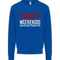 Weekends Funny Beer Alcohol Camping Cycling Mens Sweatshirt Jumper Royal Blue