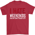 Weekends Funny Beer Alcohol Camping Cycling Mens T-Shirt 100% Cotton Red