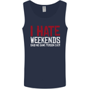 Weekends Funny Beer Alcohol Camping Cycling Mens Vest Tank Top Navy Blue