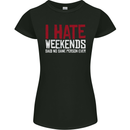 Weekends Funny Beer Alcohol Camping Cycling Womens Petite Cut T-Shirt Black