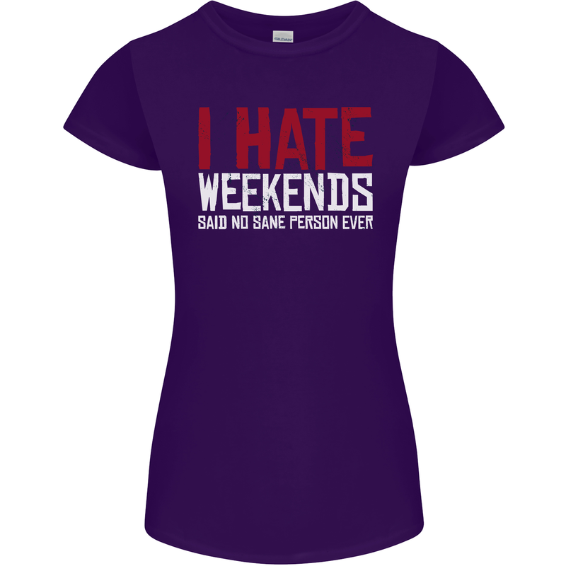 Weekends Funny Beer Alcohol Camping Cycling Womens Petite Cut T-Shirt Purple