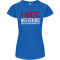 Weekends Funny Beer Alcohol Camping Cycling Womens Petite Cut T-Shirt Royal Blue