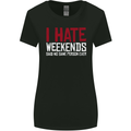 Weekends Funny Beer Alcohol Camping Cycling Womens Wider Cut T-Shirt Black