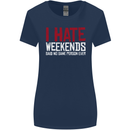 Weekends Funny Beer Alcohol Camping Cycling Womens Wider Cut T-Shirt Navy Blue