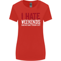 Weekends Funny Beer Alcohol Camping Cycling Womens Wider Cut T-Shirt Red