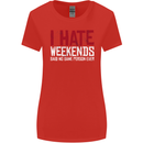 Weekends Funny Beer Alcohol Camping Cycling Womens Wider Cut T-Shirt Red