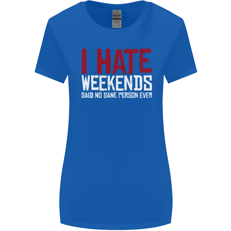 Weekends Funny Beer Alcohol Camping Cycling Womens Wider Cut T-Shirt Royal Blue