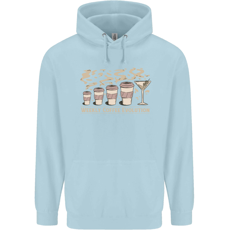 Weekly Coffee To Alcohol Evolution Wine Childrens Kids Hoodie Light Blue
