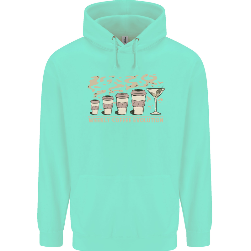 Weekly Coffee To Alcohol Evolution Wine Childrens Kids Hoodie Peppermint