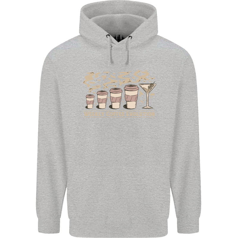 Weekly Coffee To Alcohol Evolution Wine Childrens Kids Hoodie Sports Grey