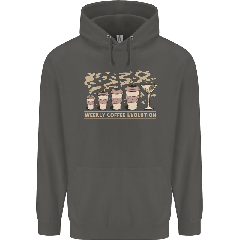 Weekly Coffee To Alcohol Evolution Wine Childrens Kids Hoodie Storm Grey