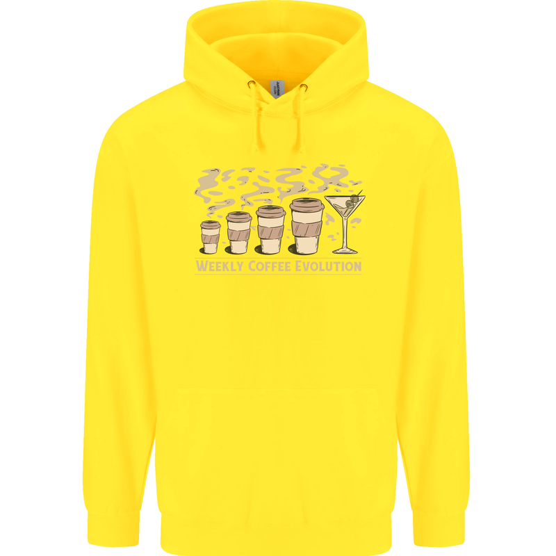 Weekly Coffee To Alcohol Evolution Wine Childrens Kids Hoodie Yellow