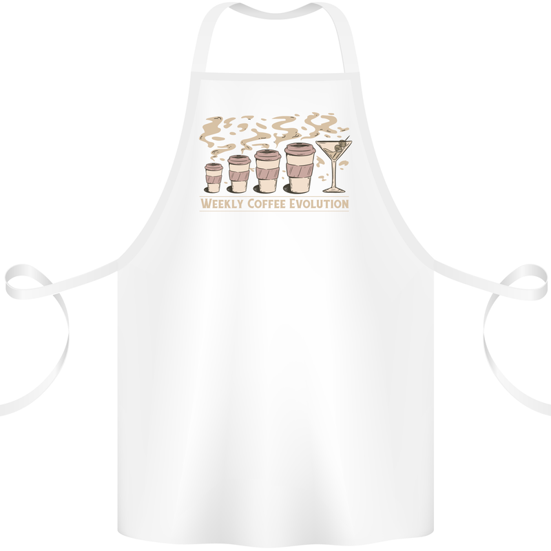 Weekly Coffee To Alcohol Evolution Wine Cotton Apron 100% Organic White