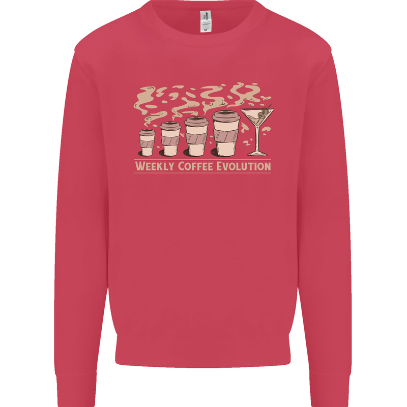 Weekly Coffee To Alcohol Evolution Wine Kids Sweatshirt Jumper Heliconia
