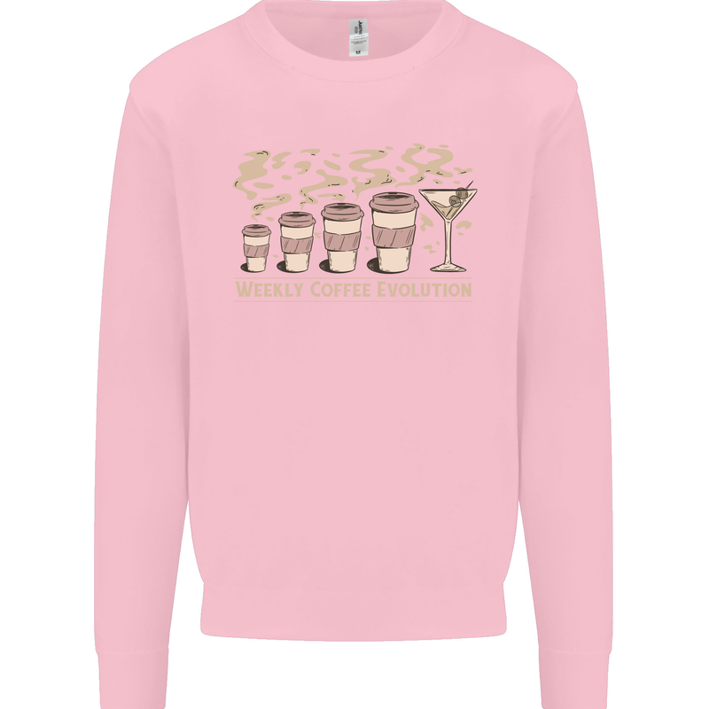 Weekly Coffee To Alcohol Evolution Wine Kids Sweatshirt Jumper Light Pink