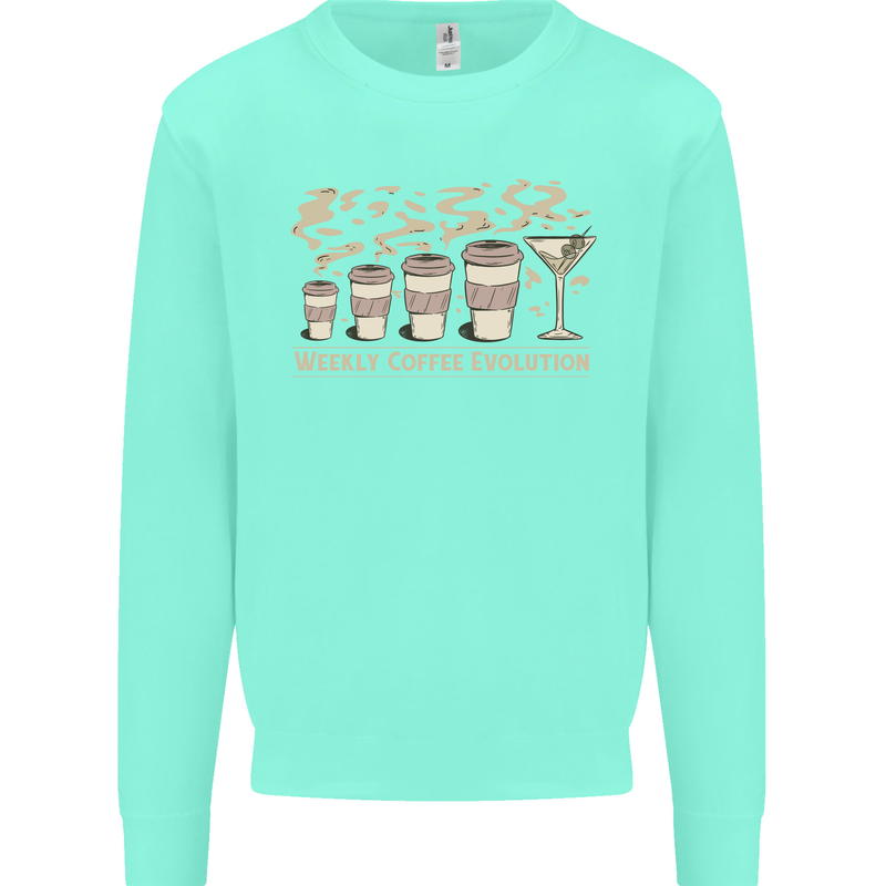Weekly Coffee To Alcohol Evolution Wine Kids Sweatshirt Jumper Peppermint