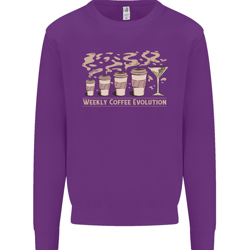 Weekly Coffee To Alcohol Evolution Wine Kids Sweatshirt Jumper Purple