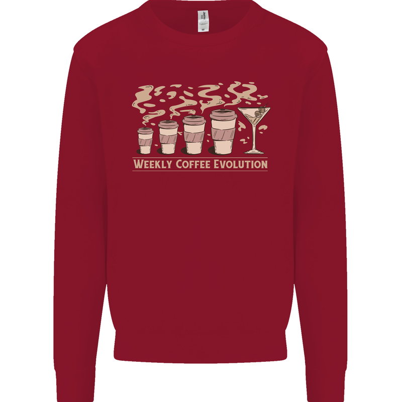 Weekly Coffee To Alcohol Evolution Wine Kids Sweatshirt Jumper Red
