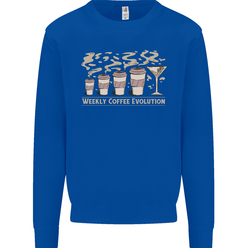 Weekly Coffee To Alcohol Evolution Wine Kids Sweatshirt Jumper Royal Blue