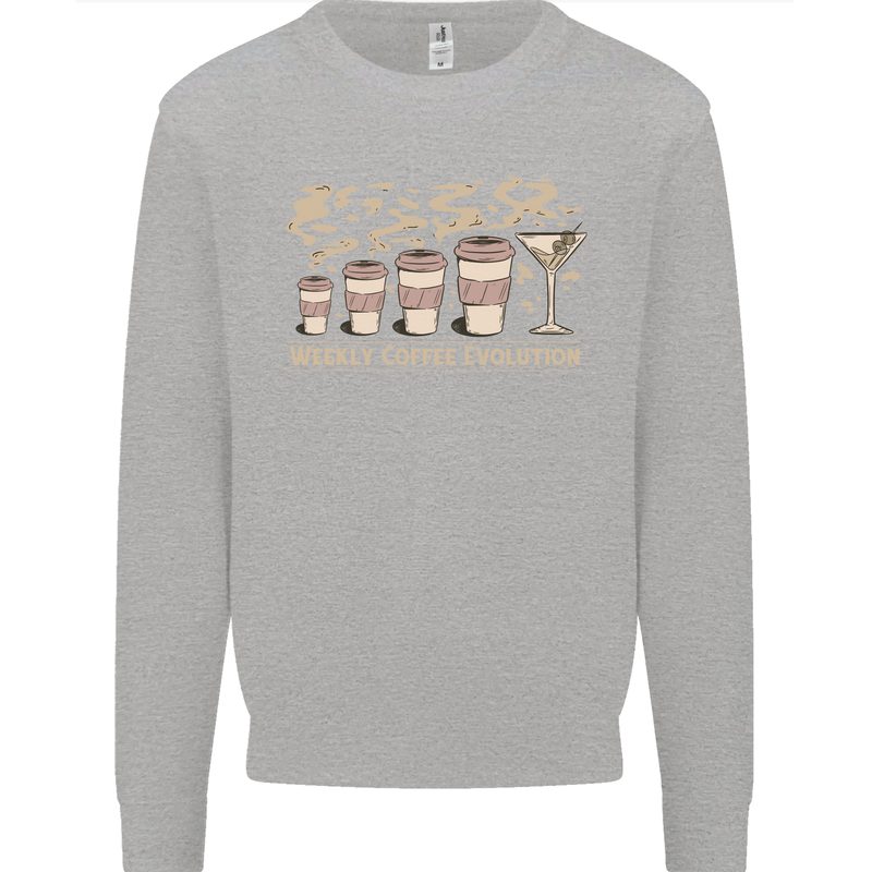 Weekly Coffee To Alcohol Evolution Wine Kids Sweatshirt Jumper Sports Grey