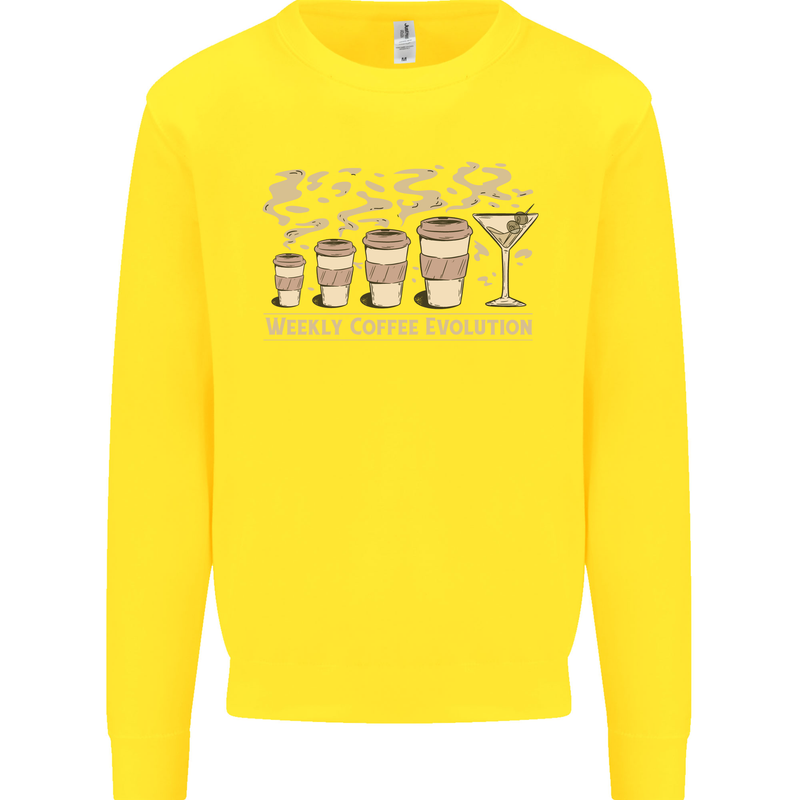 Weekly Coffee To Alcohol Evolution Wine Kids Sweatshirt Jumper Yellow