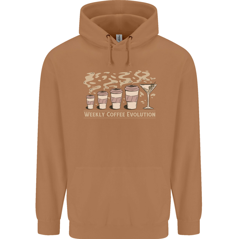 Weekly Coffee To Alcohol Evolution Wine Mens 80% Cotton Hoodie Caramel Latte