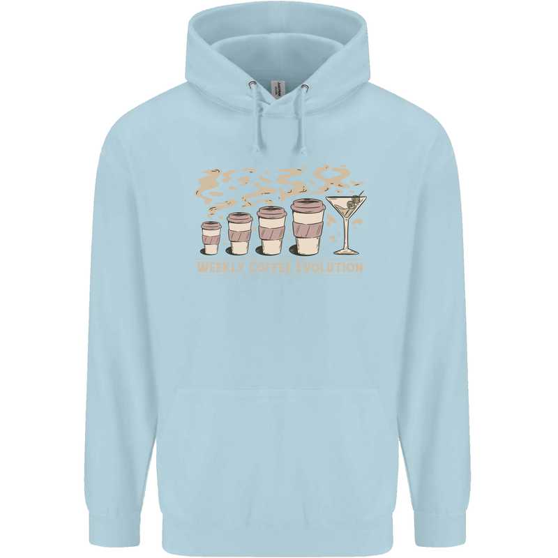 Weekly Coffee To Alcohol Evolution Wine Mens 80% Cotton Hoodie Light Blue