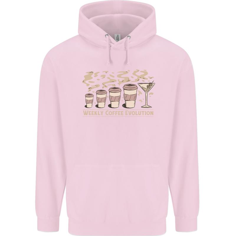 Weekly Coffee To Alcohol Evolution Wine Mens 80% Cotton Hoodie Light Pink