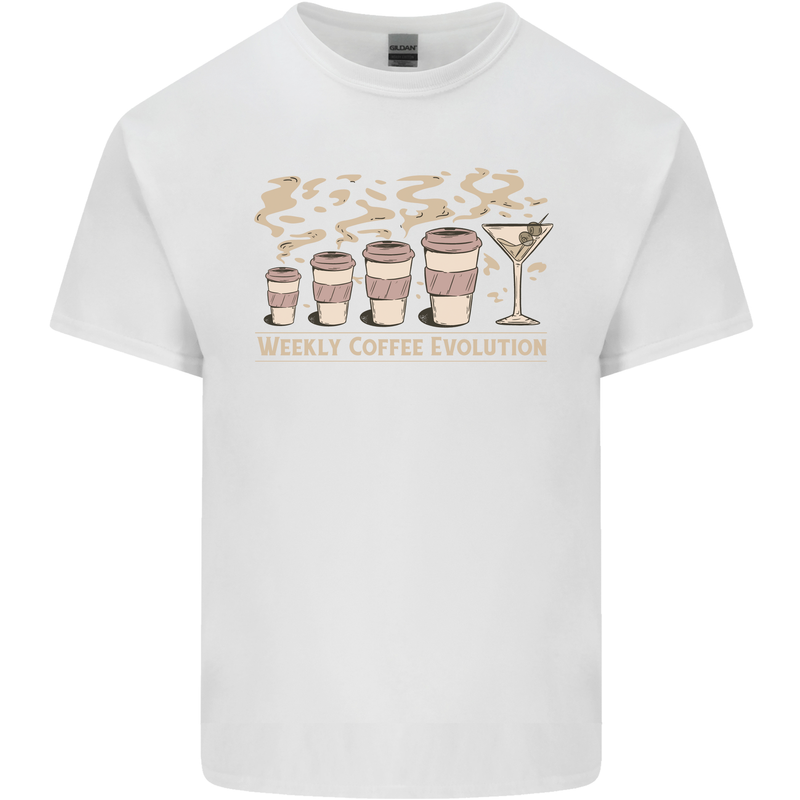 Weekly Coffee To Alcohol Evolution Wine Mens Cotton T-Shirt Tee Top White