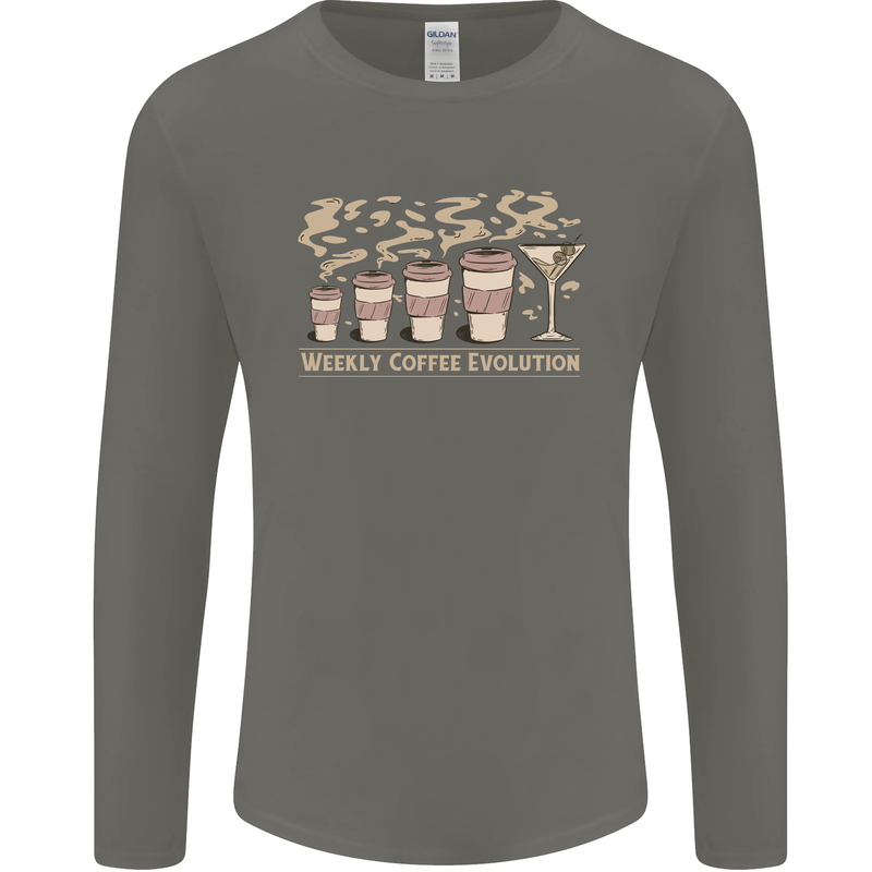 Weekly Coffee To Alcohol Evolution Wine Mens Long Sleeve T-Shirt Charcoal