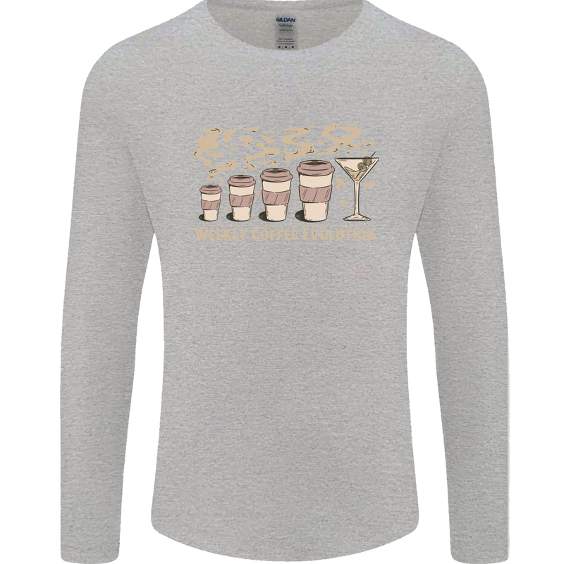 Weekly Coffee To Alcohol Evolution Wine Mens Long Sleeve T-Shirt Sports Grey