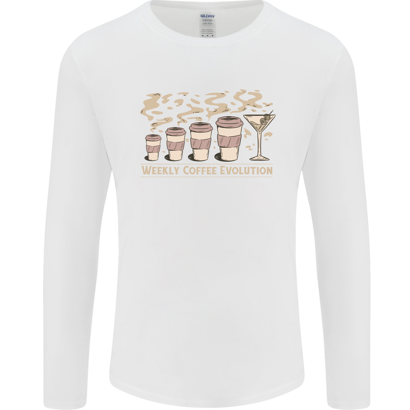 Weekly Coffee To Alcohol Evolution Wine Mens Long Sleeve T-Shirt White
