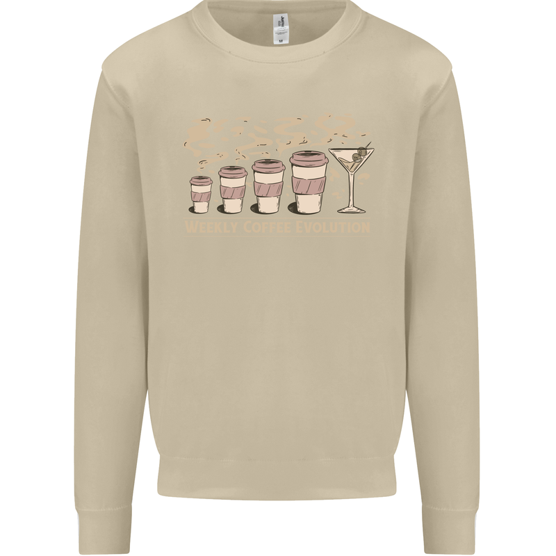 Weekly Coffee To Alcohol Evolution Wine Mens Sweatshirt Jumper Sand