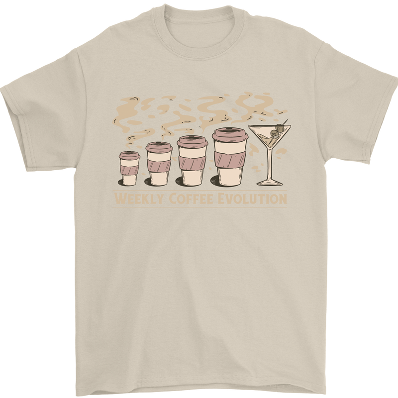 Weekly Coffee To Alcohol Evolution Wine Mens T-Shirt 100% Cotton Sand