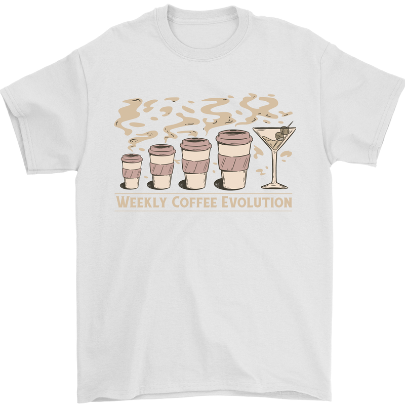 Weekly Coffee To Alcohol Evolution Wine Mens T-Shirt 100% Cotton White