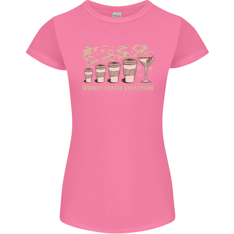 Weekly Coffee To Alcohol Evolution Wine Womens Petite Cut T-Shirt Azalea