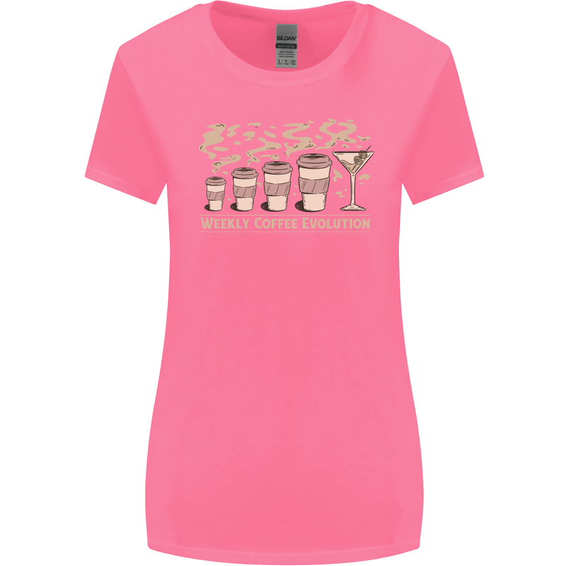 Weekly Coffee To Alcohol Evolution Wine Womens Wider Cut T-Shirt Azalea