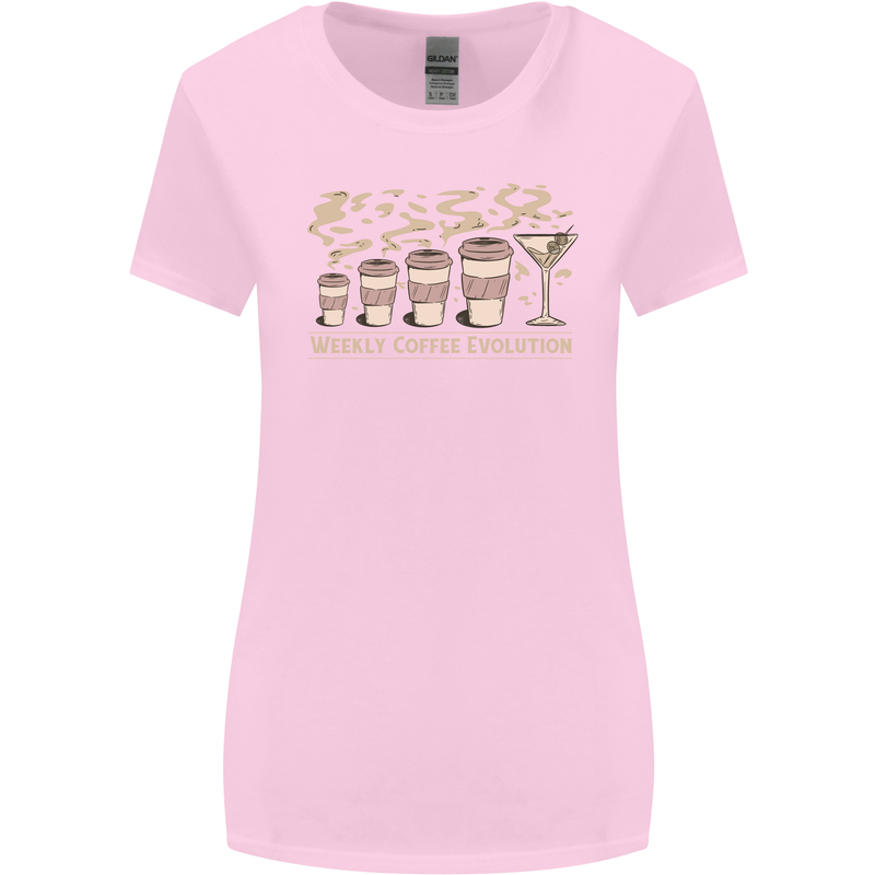 Weekly Coffee To Alcohol Evolution Wine Womens Wider Cut T-Shirt Light Pink