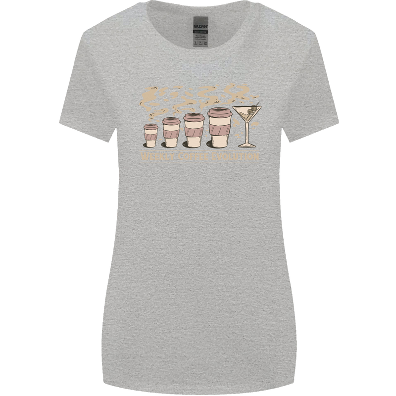 Weekly Coffee To Alcohol Evolution Wine Womens Wider Cut T-Shirt Sports Grey