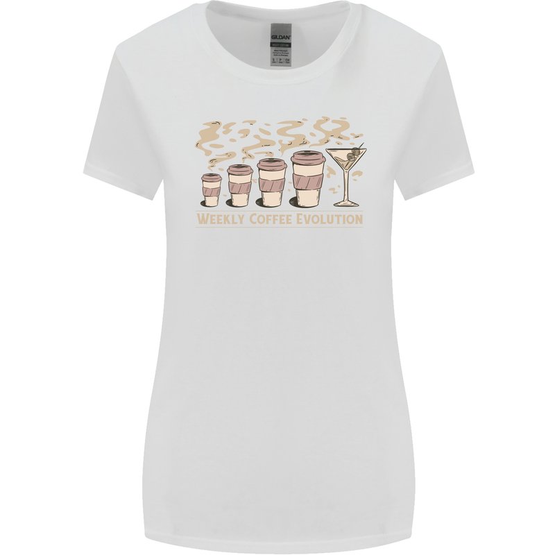 Weekly Coffee To Alcohol Evolution Wine Womens Wider Cut T-Shirt White