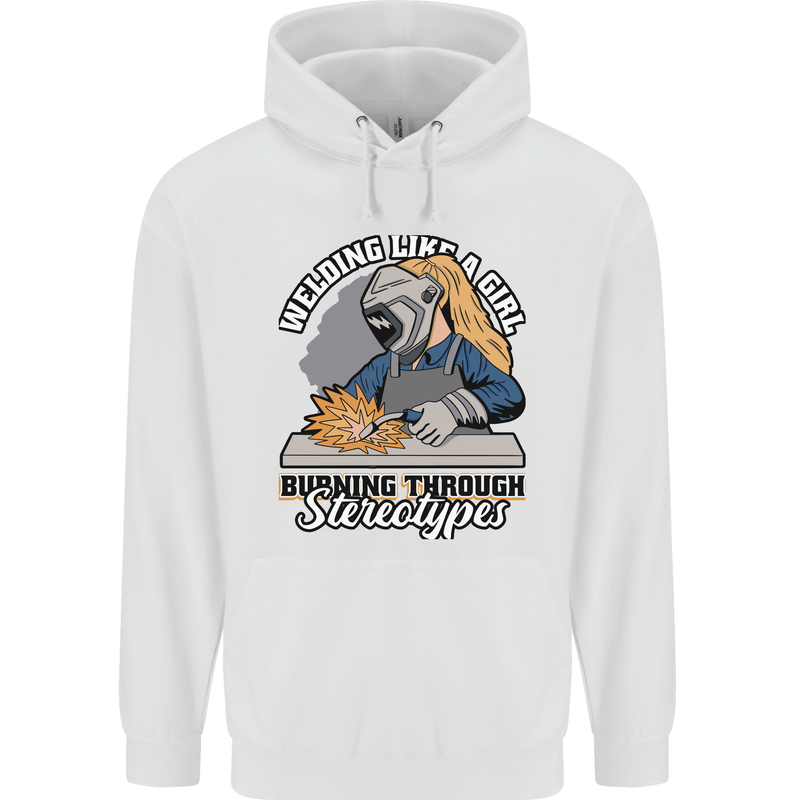 Welding Like a Girl Funny Welder Childrens Kids Hoodie White