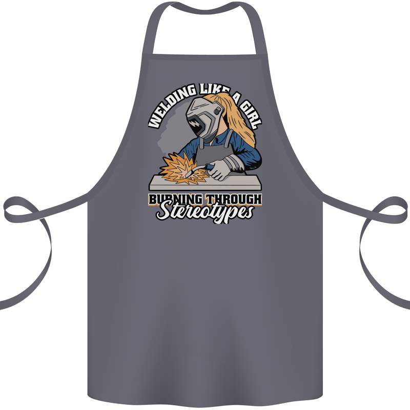 Welding Like a Girl Funny Welder Cotton Apron 100% Organic Steel