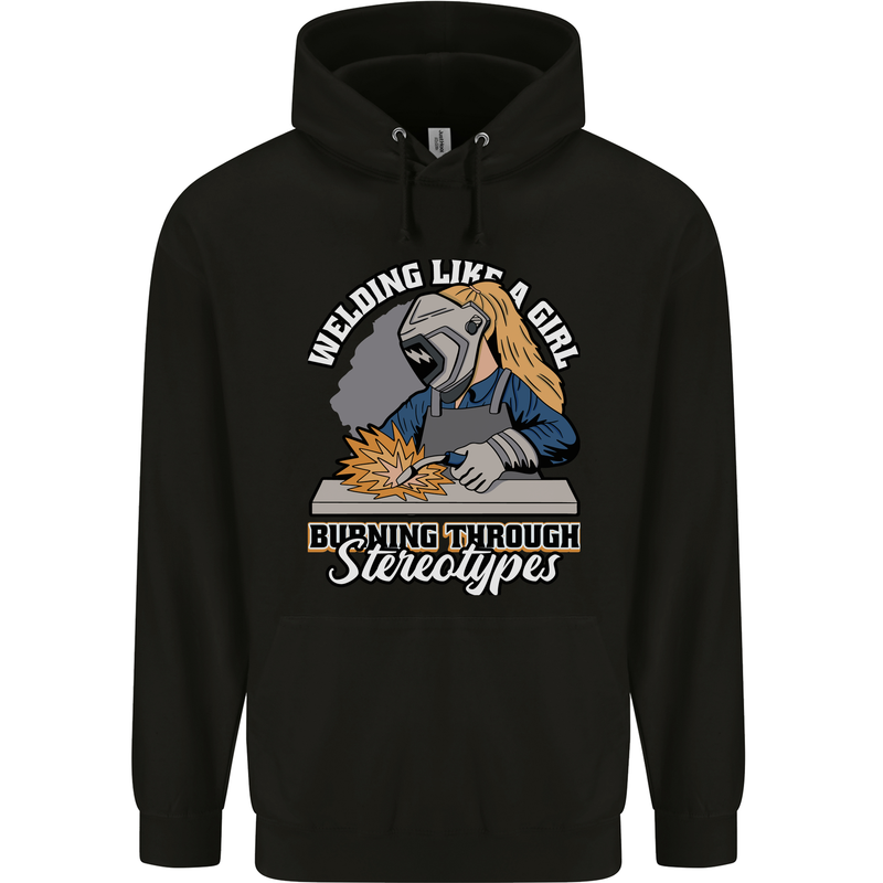 Welding Like a Girl Funny Welder Mens 80% Cotton Hoodie Black
