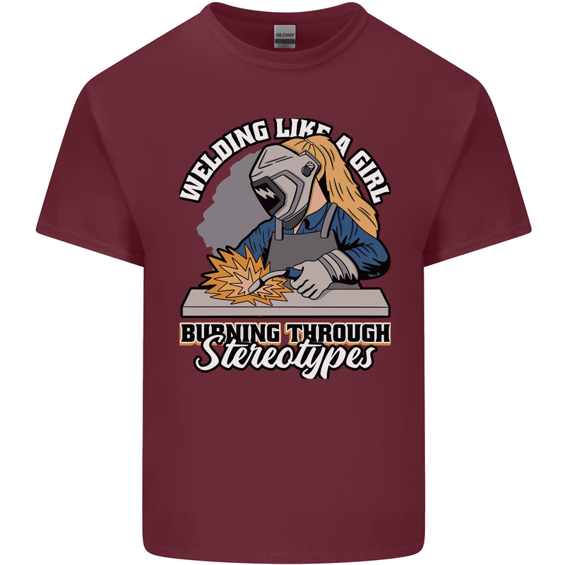 Welding Like a Girl Funny Welder Mens Cotton T-Shirt Tee Top Maroon