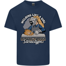 Welding Like a Girl Funny Welder Mens Cotton T-Shirt Tee Top Navy Blue