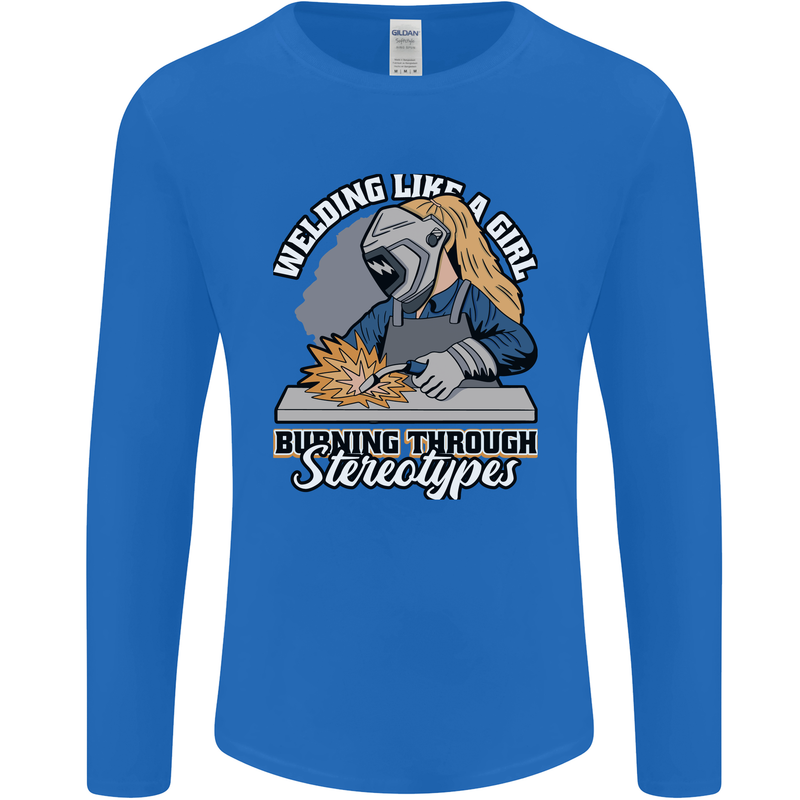 Welding Like a Girl Funny Welder Mens Long Sleeve T-Shirt Royal Blue