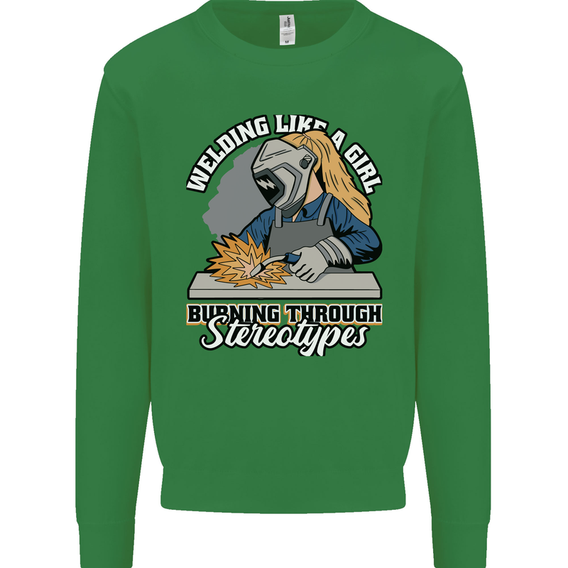 Welding Like a Girl Funny Welder Mens Sweatshirt Jumper Irish Green