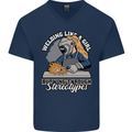 Welding Like a Girl Funny Welder Mens V-Neck Cotton T-Shirt Navy Blue