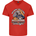 Welding Like a Girl Funny Welder Mens V-Neck Cotton T-Shirt Red