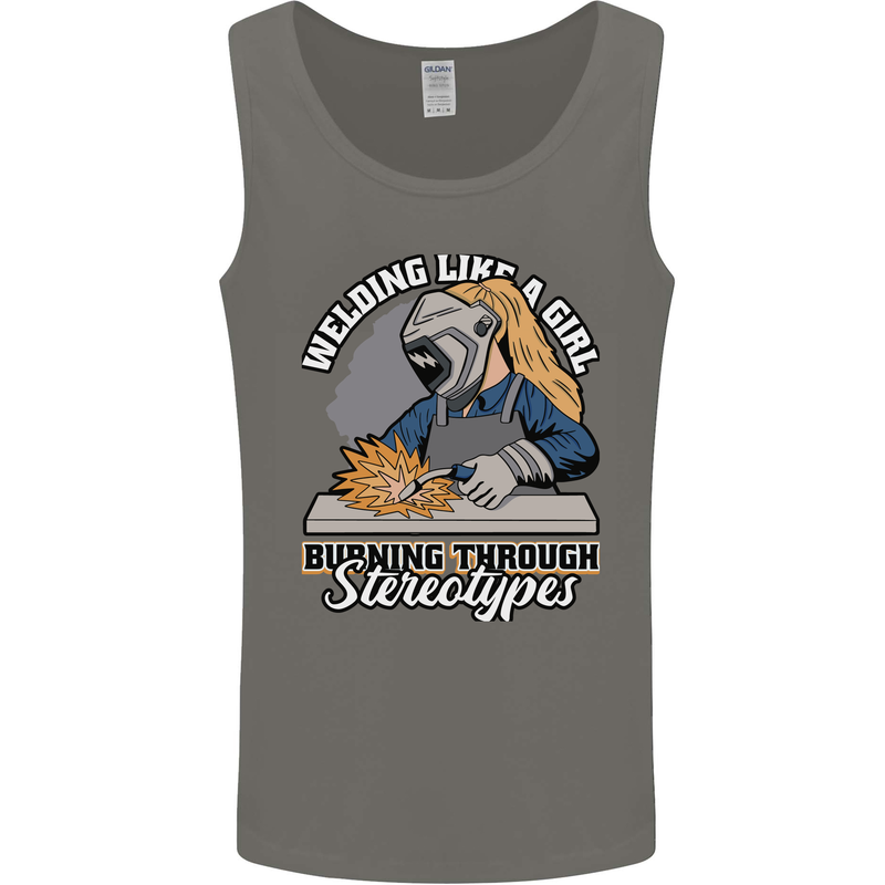 Welding Like a Girl Funny Welder Mens Vest Tank Top Charcoal